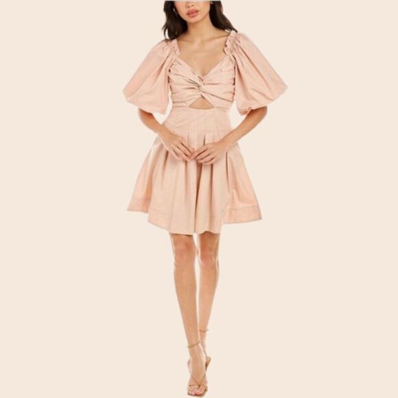 Beulah Blush Pink Puff Sleeve Mini Dress Size Large - Picture 1 of 15